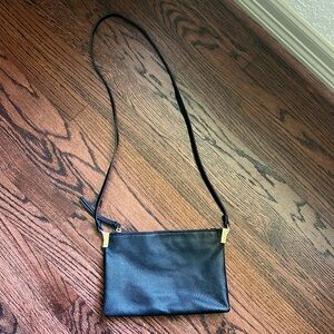 Black textured faux leather purse